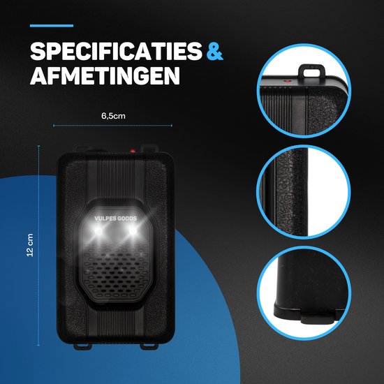 Vulpes Goods® Verjager - Marterverjager - Ongedierteverjager - Multifunctionele Set Binnen & Buiten - Batterijen, 12V & Auto accu - Marters, Muizen & Ratten - Steenmarter Verjager PRO - Incl. Batterijen