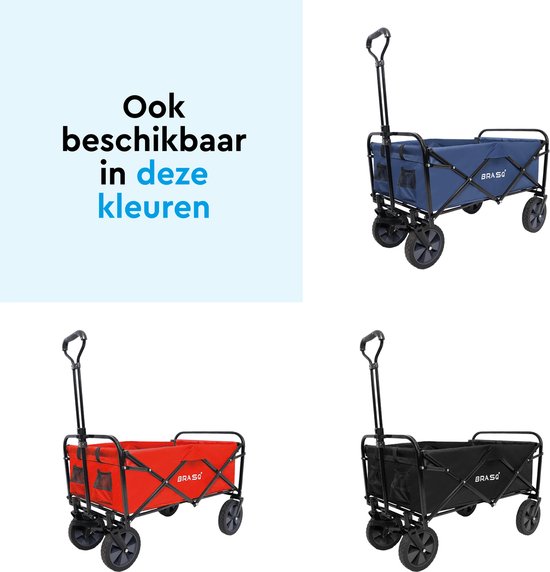 BRASQ Bolderkar Opvouwbaar - 100 Liter - 80 KG Draagkracht - Draaibare wielen mét rem - 90x51x100 CM - Verstelbare hendel - Inklapbare Bolderwagen - Compact – Grijs