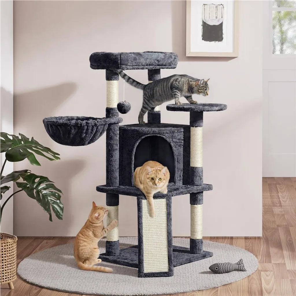 Yaheetech Krabpaal - Met Kattenhuis & Hangmat - 106 cm - Zwart