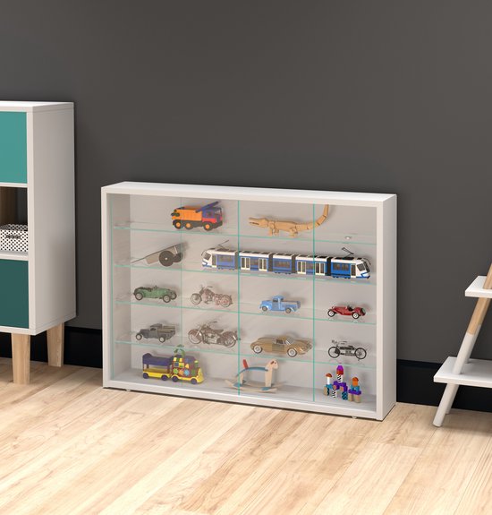 Vitrinekast staande hangende wandvitrine - schuifdeuren - 75 x 55 x 14 cm