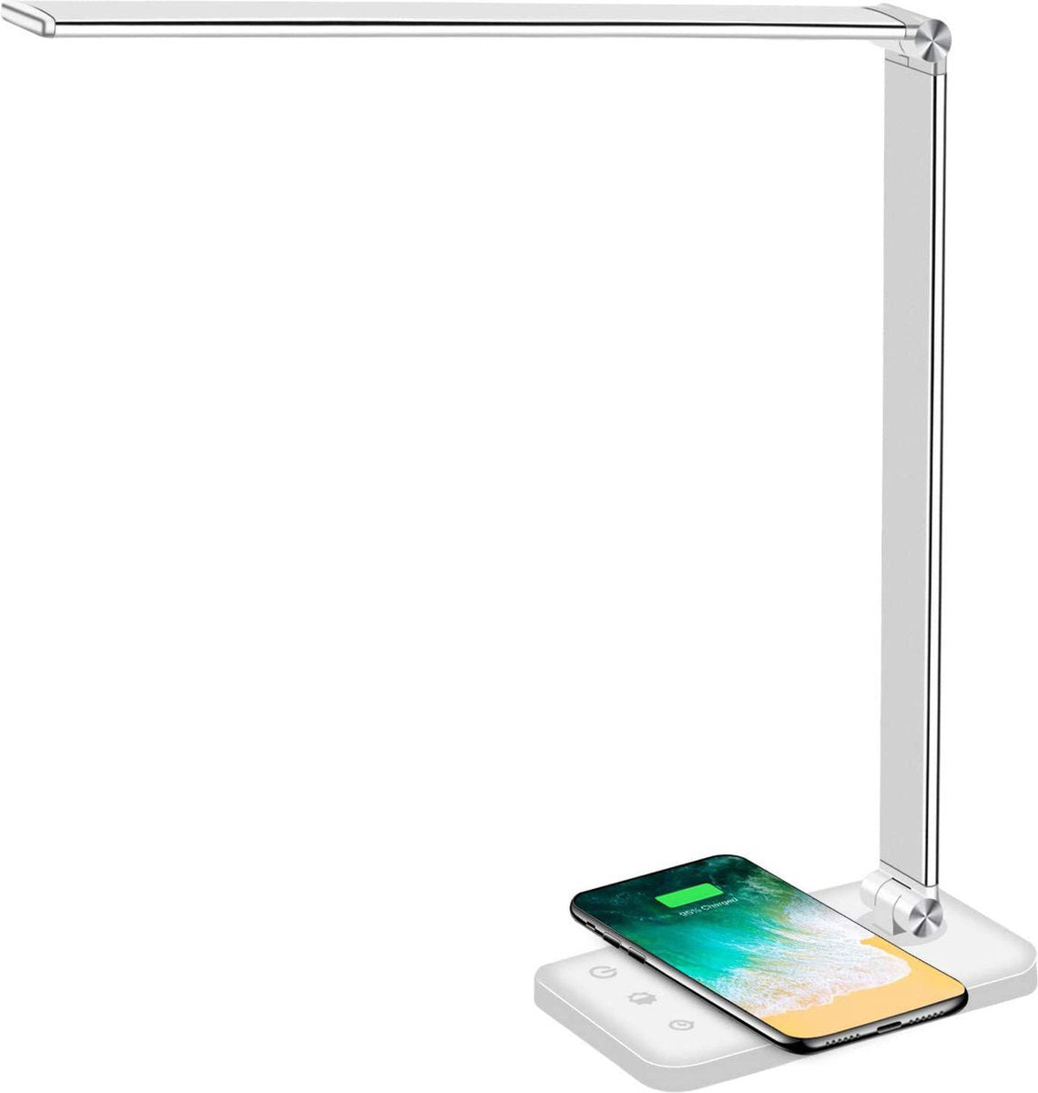 Fuegobird EK009 LED Bureaulamp – Bedrade – Draadloos Opladen Voor Telefoon – Dimbaar – Opvouwbaar – Smart Touch - Qi-Technologie – Wit