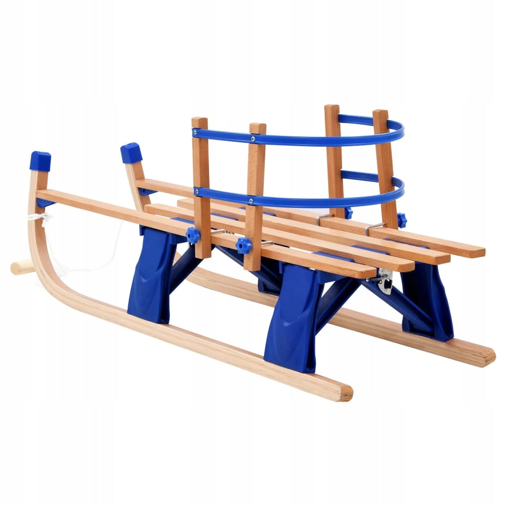 Woltu Houten Slee Traditioneel - Blauw - Met Rugleuning