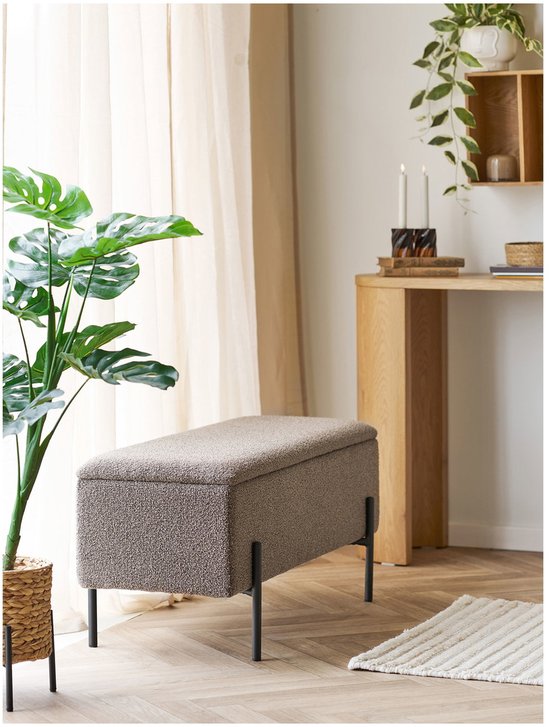 House Nordic Opbergbank Watford - Bruin Bouclé Stof - 95x43x37cm