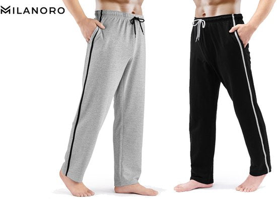 Milanoro - Set van 2 sportieve, comfortabele joggingbroeken voor heren - Marineblauw/Antraciet - S