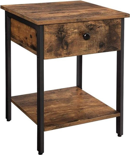 MIRA Home - Bijzettafel - Nachtkastje - Bruin - Hout - 40 x 55 x 40 cm