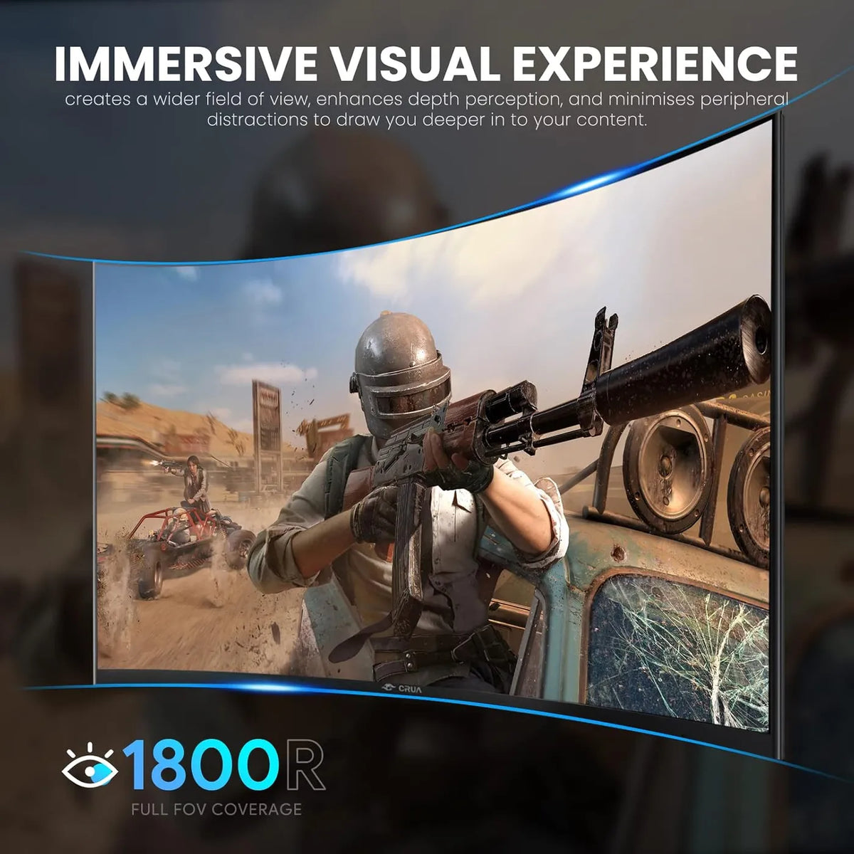 Crua 27 Inch Curved Gaming Monitor - 144Hz FHD 1800R VA-paneel - AMD FreeSync - Zwart