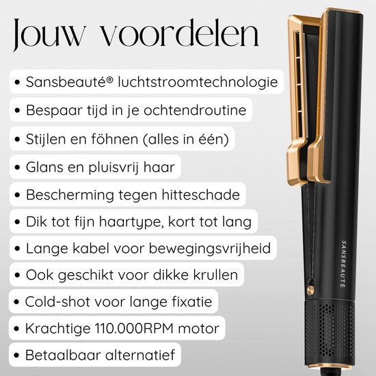 Sansbeauté® Sanstraight Stijltang Wet-to-Dry - 2 in 1 - Coldshot - 80℃ t/m 140℃