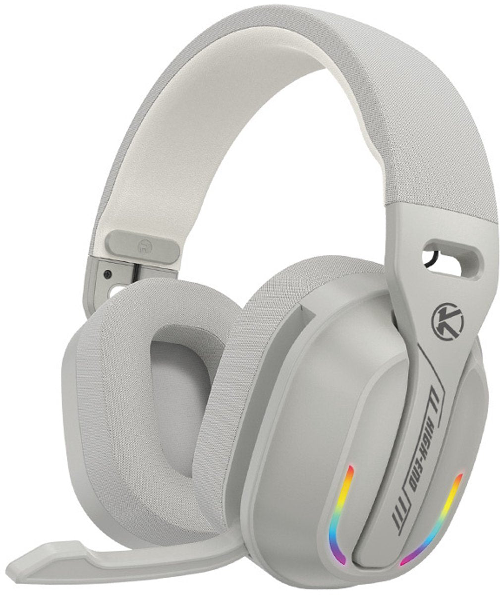 Ntech B500 Draadloze gaming headset met microfoon - Bluetooth 5.4 en 2,4 GHz - RGB - Wit