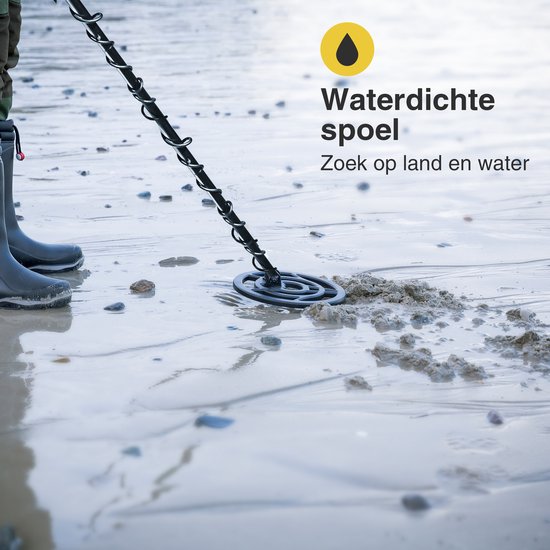 EarthVision Metaaldetector TerraWave - Voor kinderen en volwassenen - Verstelbare hoogte - Waterdicht - Lichtgewicht - Incl. Batterijen en Schep