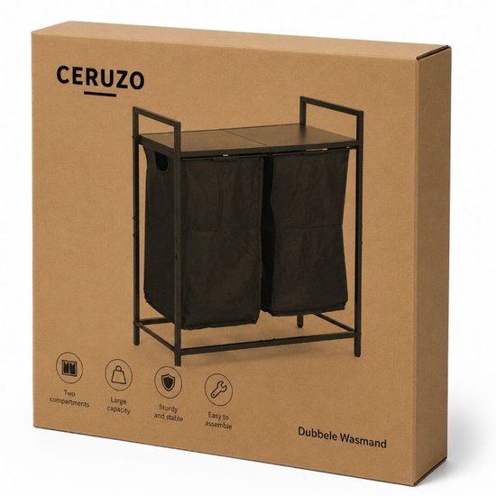 Ceruzo Dubbele Wasmand – Uitschuifbaar – Was Sorteren – Zwart