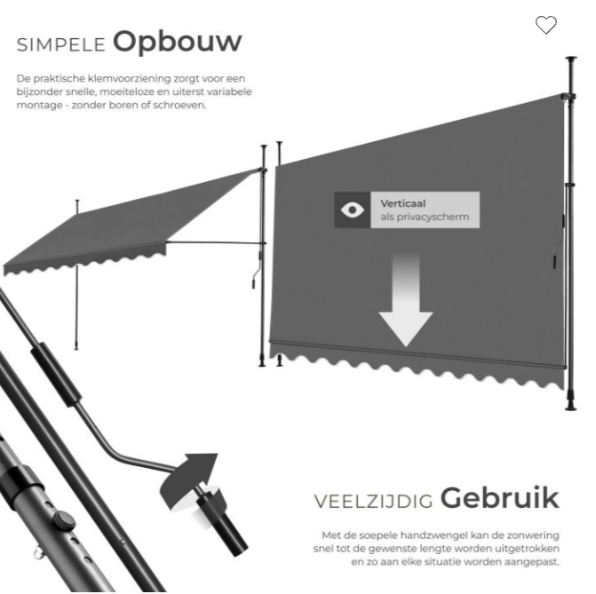 tectake Verstelbare Klemluifel met Zwengel - 404968