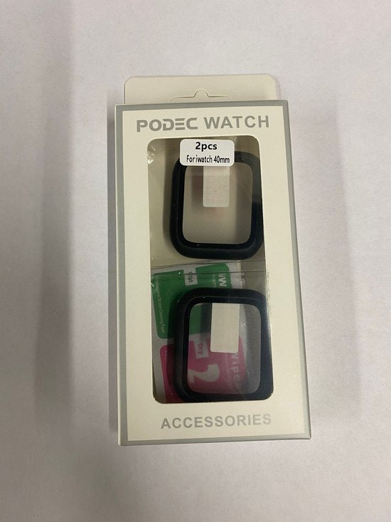 Hoesje geschikt voor Apple Watch Series 4 / 5 / 6 / SE - 40 mm Screen Protector - 2 Stuks - Full Cover Hard Case - Zwart