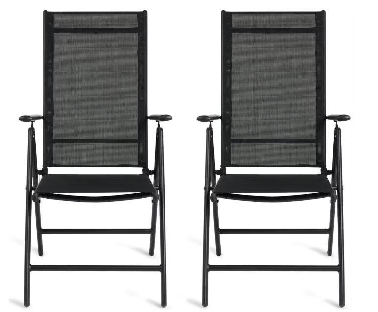909 Outdoor Aluminium Tuinstoelen – 66x55x107 cm – Grijs – Set van 2 – Opvouwbaar & Verstelbaar