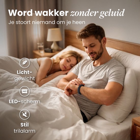 DreamCare Trilwekker - Wekker Armband - voor Diepe Slapers & Slechthorenden - Stappenteller Horloge - Stille Wekker
