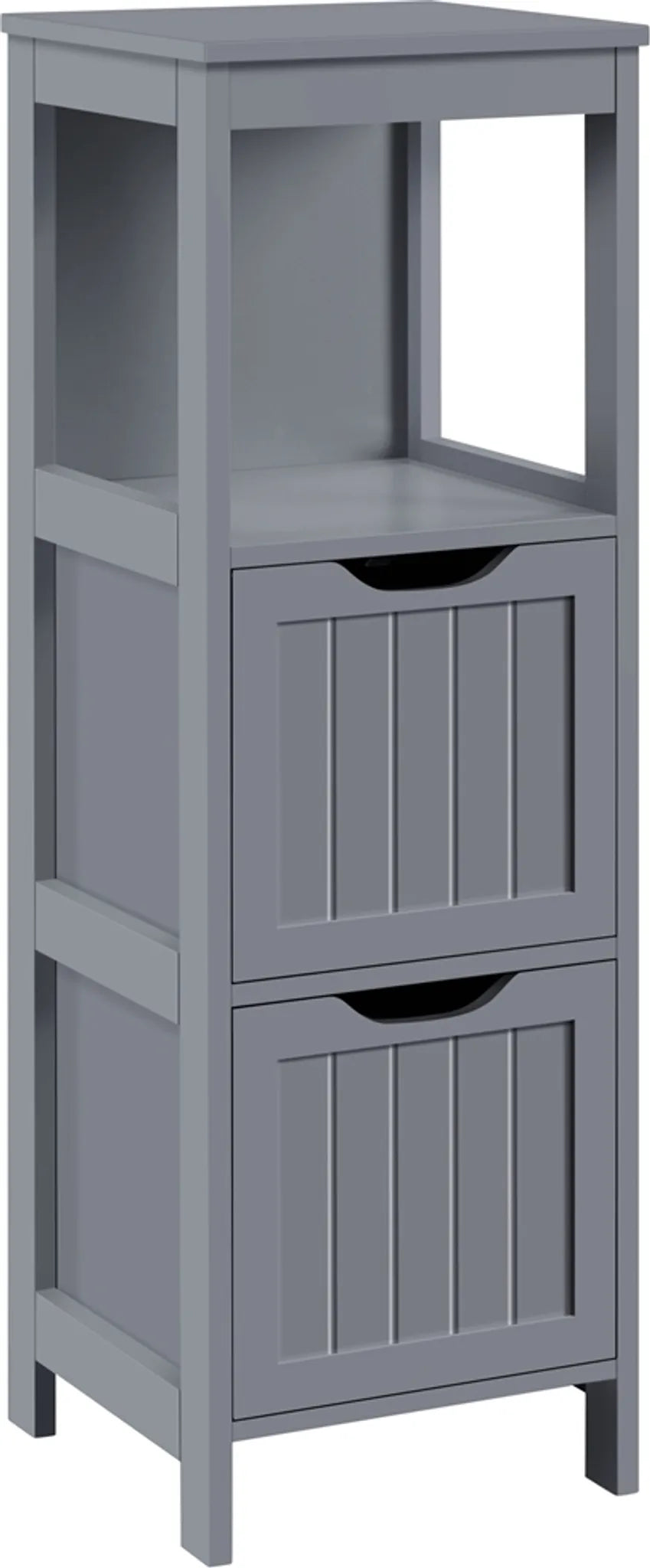 Yaheetech Ruimtebesparende Badkamerkast & Opbergkast Met 2 Uitneembare Lades 89 cm Hoog – Donkergrijs – MDF
