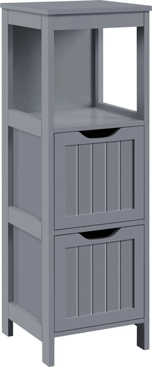 Yaheetech Ruimtebesparende Badkamerkast & Opbergkast Met 2 Uitneembare Lades 89 cm Hoog – Donkergrijs – MDF