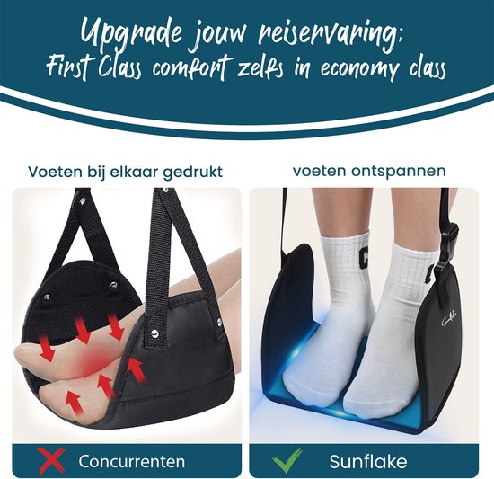 Voetensteun voor Vliegtuig - Voetenhangmat voor op Reis - Ook voor Bus, Auto of Trein - Sunflake