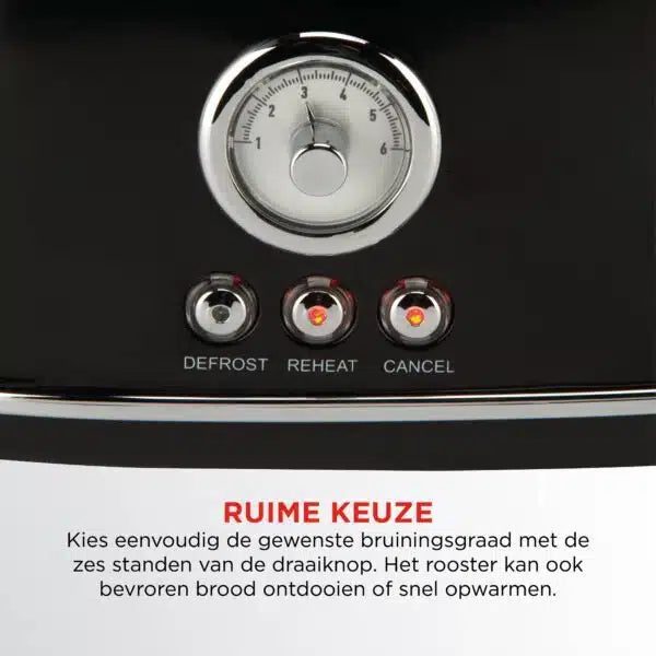 Bourgini Retro Broodrooster - Zwart