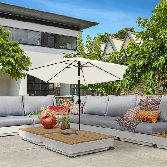 LifeGoods Parasol - Ø270 cm - 30° Kantelbaar - Waterdicht - met Hoes - Crème