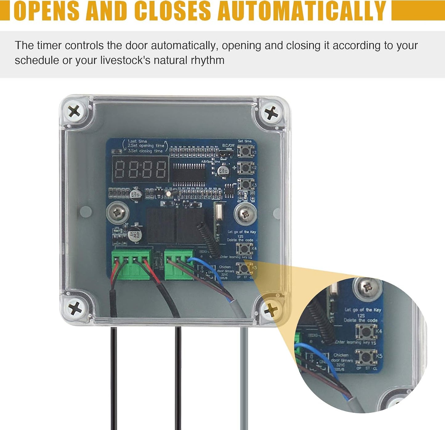 CO-Z Automatische Kippenluik met Tijdklok - Zilver - 60 x 30 cm - Infraroodsensor - Afstandsbediening tot 40 m - IP44 - Aluminium