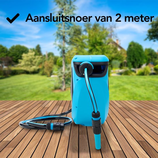 Brixy Wandslangbox - 15 Meter - Slanghouder - Tuinslang Met Haspel - 180° Draaibaar - Automatisch - Slanghaspel