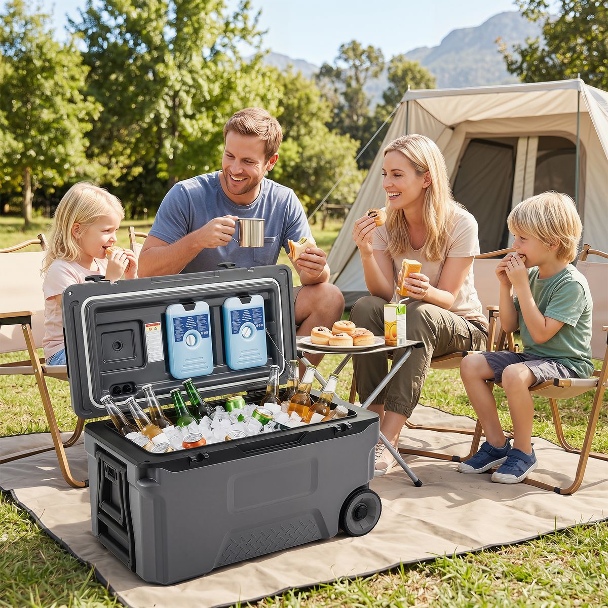Coast Koelbox op wielen - met handgreep en afvoerstop - grijs 50 L / maat M