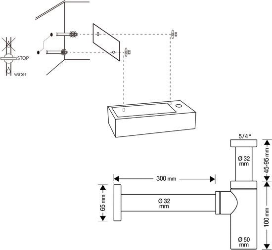 Differnz Helios Fonteinset – Wasbak Keramiek 37,5x18.5x9,5cm – Fonteinset Toilet met Fonteinkraan Rechts Mat Goud – Wastafel met Rechte Kraan en Standaard Greep – Voor Badkamer of WC