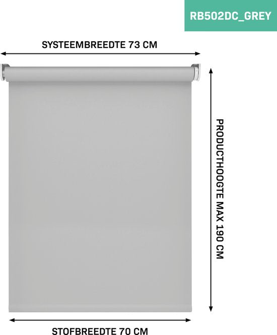 VONROC SMART BLINDS - Elektrisch rolgordijn - Uitbreiding - 70 x 190 - Grijs – Zonder afstandsbediening en oplaadkabel