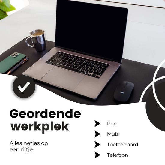 WURK Professionele Bureau Onderlegger Kunstleer – Bureau Organizer – Bureau Accessoires – Muismat XXL– Inclusief Kabel Clip – 80x40 – Zwart