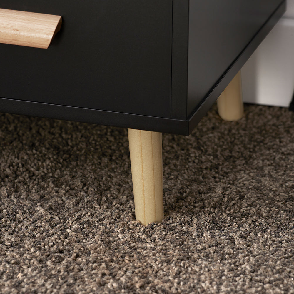 SoBuy Nachtkastje - Bijzetkastje met 3 uitschuifbare lades en 2 opbergplanken - Max. 40KG - 48 x 40 x 60 cm - Zwart