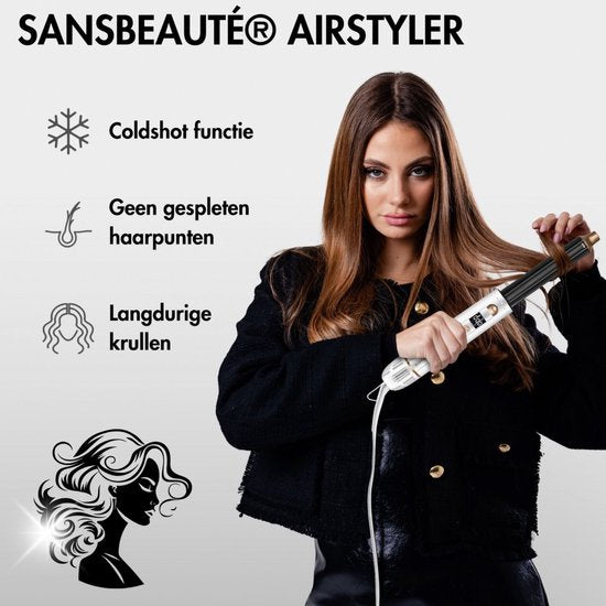 Sansbeauté® 9-in-1 Airstyler met Diffuser - Multistyler - Föhnborstel Kort Haar - Haarkruller - Haarstyler - Haardroger - Warmteborstel - Krulborstel - Krultang - Haarstijler - Stijlborstel - 5 in 1 Hairstyler