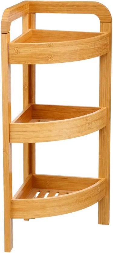 5Five Doucherekje/badkamerrekje hoek model - bamboe - 3 lagen - 23 x 61 cm