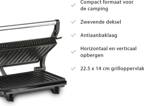 Tristar Contactgrill - GR-2846 - 700W - Tosti apparaat - 22,5x14cm bakoppervlak - Aluminium