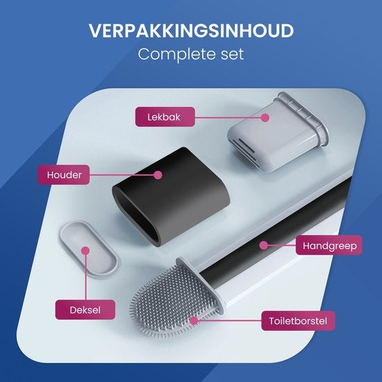 Roegaarden WC Borstel met Houder – Toiletborstel – Siliconen – Vrijstaand En Hangend – Zwart