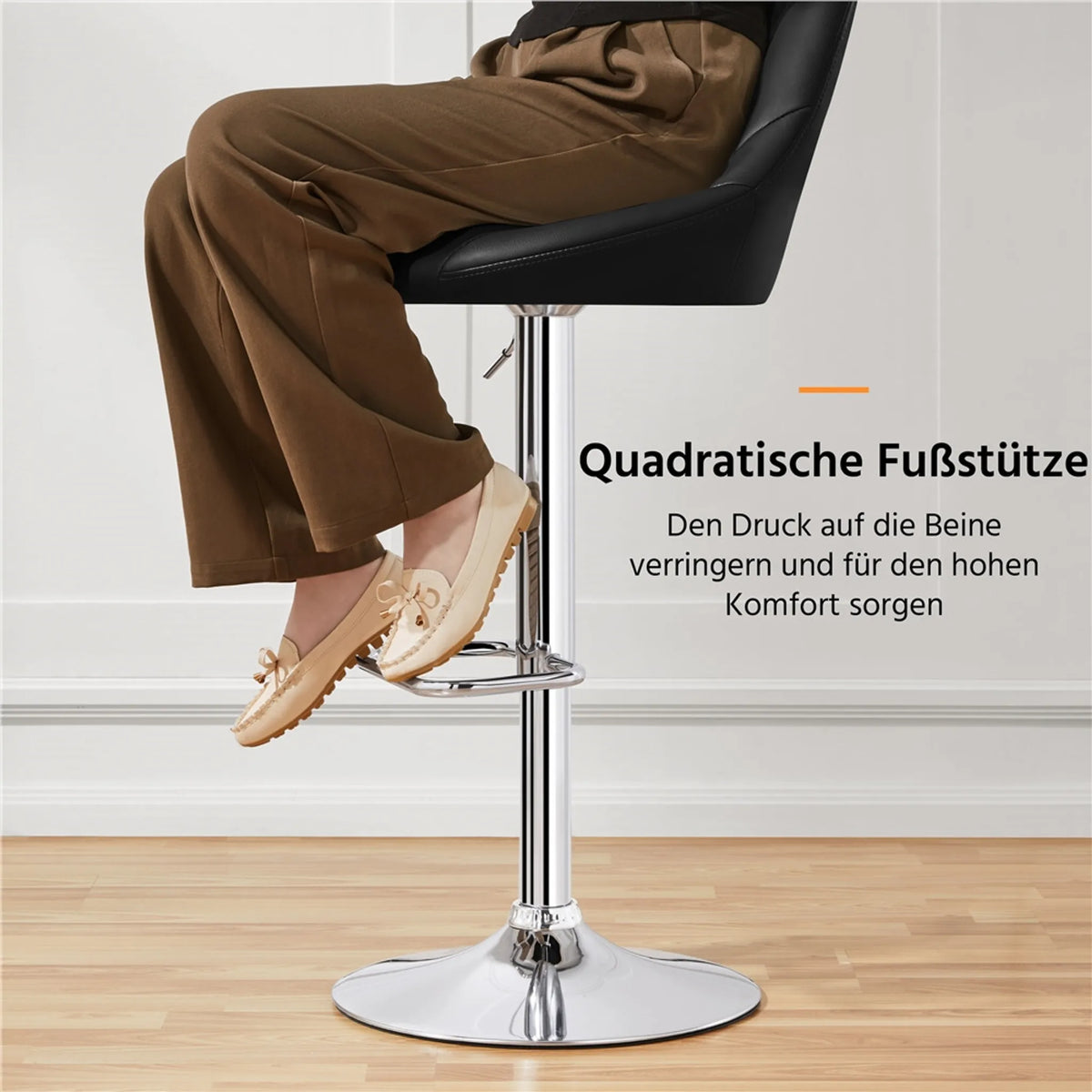 Yaheetech Set van 2 Verstelbare Barstoelen met Rugleuning 86-107,5 cm – Strak Zwart – Kunstleder en Metaal