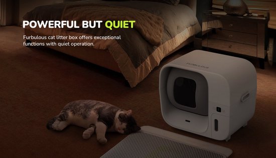 Furbulous Automatische Kattenbak met App Control, 60L Grote Veilige Kattenbak voor Meerdere Katten met Geurverwijderaar Wit-2.4G-netwerk-Auto-Pack & Seal kattenbak, zelfreinigend en navulbaar, grote capaciteit, slimme app, stille werking