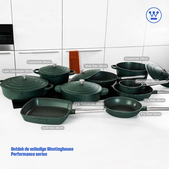 Westinghouse Performance Braadpan – Ø24 cm – Inductie Pan – Inclusief Deksel – Groen