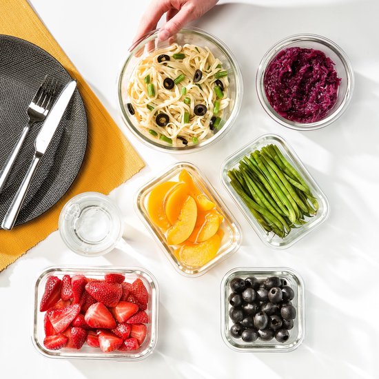Stosh Vershoudbakjes - Meal Prep Bakjes - Diepvriesbakjes - Glas - 12 Stuks - BPA vrij