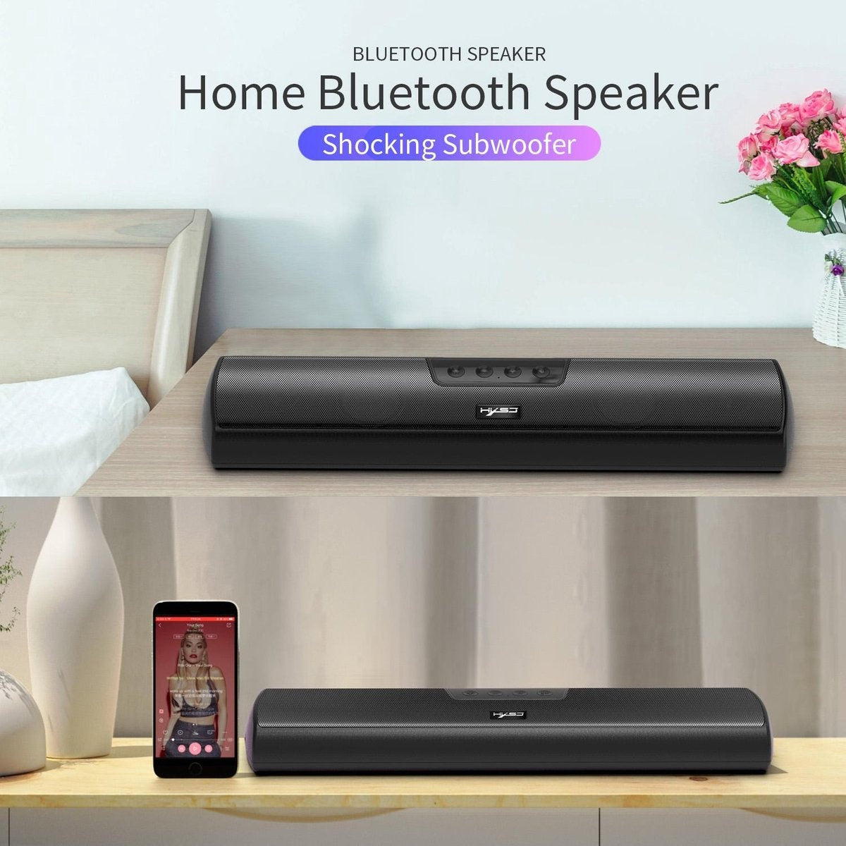 HXSJ Q3 Soundbar PC Speaker - AUX / Bluetooth draadloze - voor desktop computers / notebooks / smart-tvs / projector apparatuur - Zwart