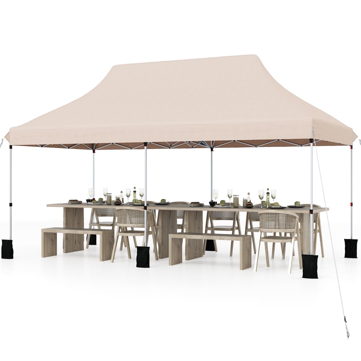 Coast Opvouwbaar Tuinpaviljoen - Waterdichte partytent - Zonwering - 300 x 600 cm - Beige