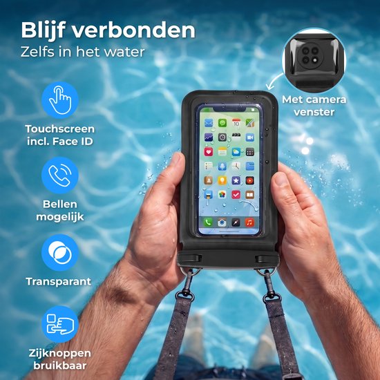 Nuvance Waterdicht Telefoonhoesje 2 in 1 met Koord - Universeel tot 7 inch - Drybag Hoesje - Dubbele Klipsluiting