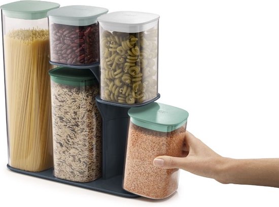 Joseph Joseph Editions Vershouddozen - Voorraadpot met Standaard - Set van 5 Stuks - Groen