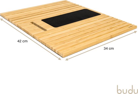 Budu Armleuning dienblad voor bank – Flexibel – Armleuning organizer – Bamboe hout – Anti slip - Telefoonhouder