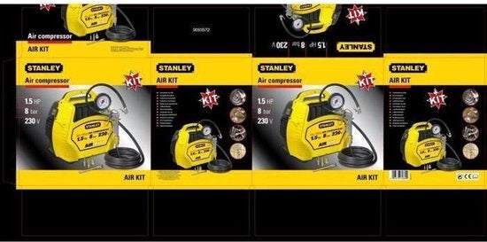 Stanley Luchtcompressor – 8 bar – 1100 W – 33,4 x 33 x 25,2 cm – Geel/Zwart