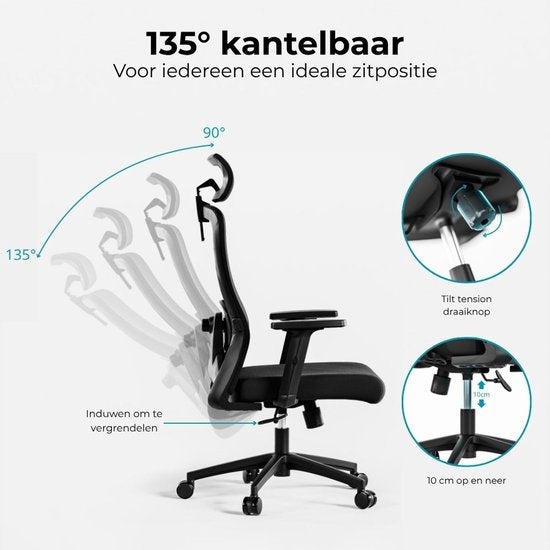 Organess® Ergonomische Bureaustoel – Office Gaming Chair - Bureaustoelen voor Volwassenen – Game Gaming Stoel - Max. 150 kg