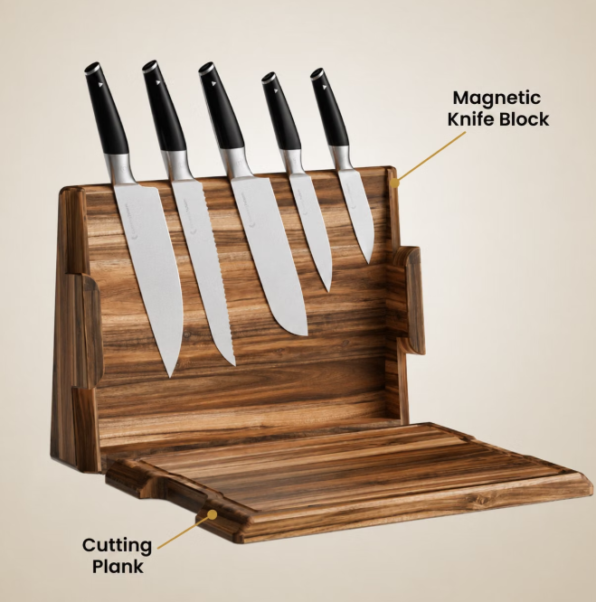 CookingTotem DuoBlock 2-in-1 Messenblok en Snijplank - Compact Design - Exclusief Messen