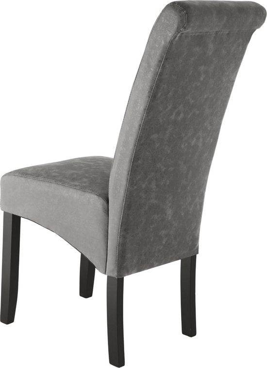 tectake® - 2 eetkamerstoelen met ergonomische zitvorm - grijs gemarmerd - 403627