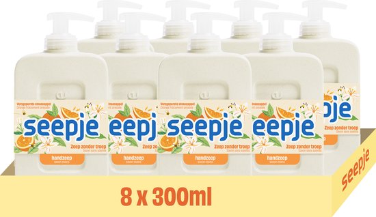 Seepje - Handzeep Versgeperste Sinaasappel Geur - 8 x 300 ml - Voordeelverpakking