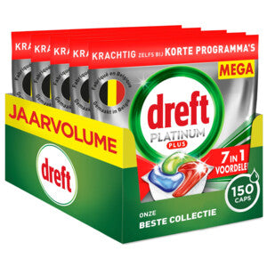 Dreft Platinum Plus All In One Vaatwastabletten – Anti-Dofheidstechnologie – Met Zout- & Spoelglansfunctie