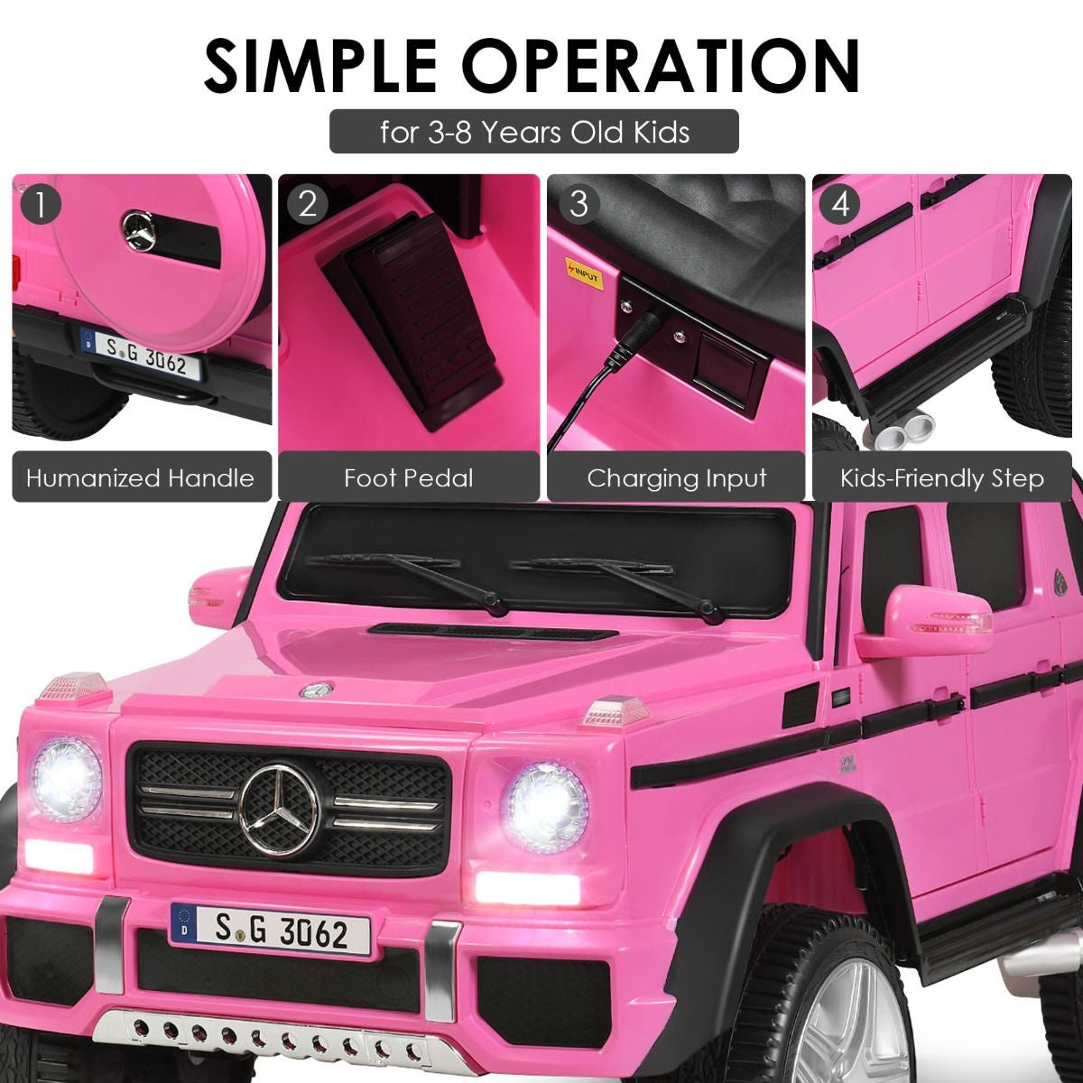 Coast Elektrische kinderauto - Mercedes Benz - tot 8 jaar - Max. 30 kg - Roze